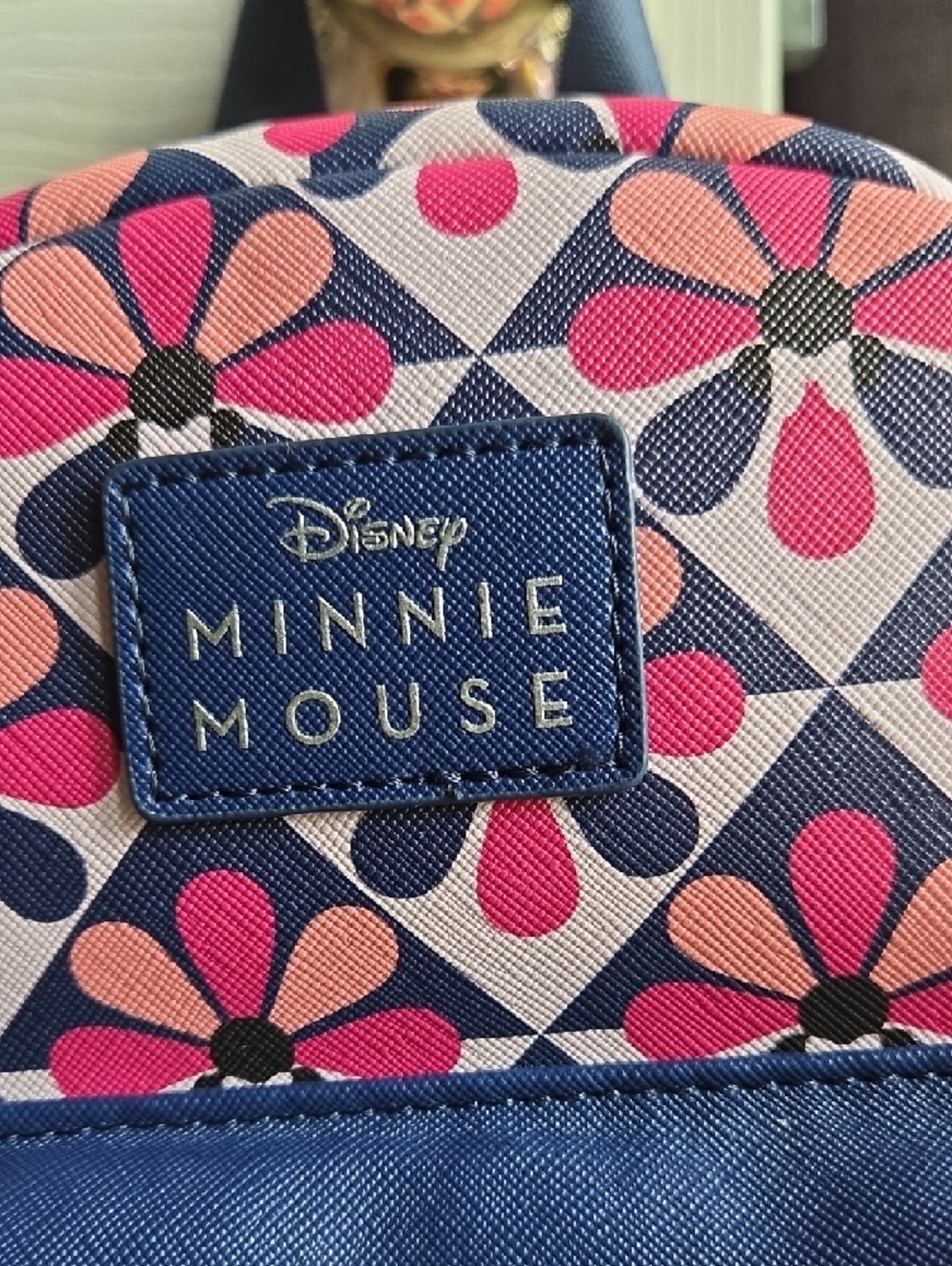 Disney Minnie Mouse Pink Floral Mini Backpack with Navy Accents - Picture 2 of 11